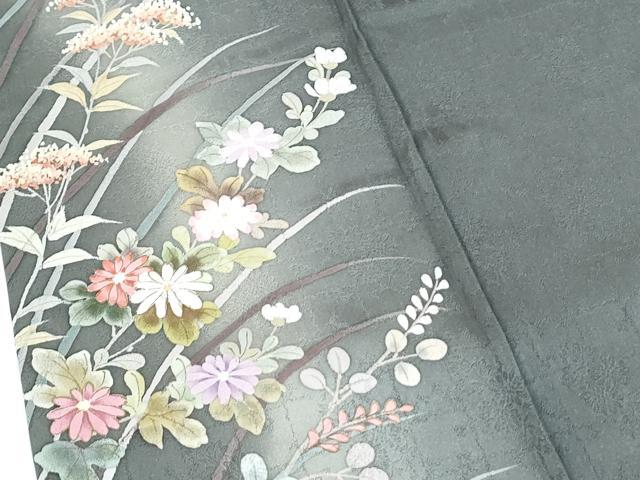 平和屋着物▼訪問着 作家物 草花文 暈し染め 金彩 正絹 逸品 CABD5489th
