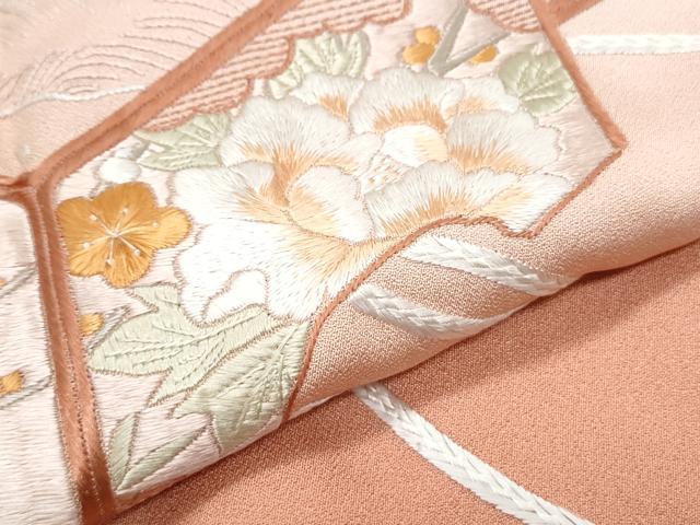 平和屋着物▼中国三大刺繍 相良刺繍 総刺繍 色留訪問着 文箱花文 暈し染め 正絹 逸品 CABD5506th