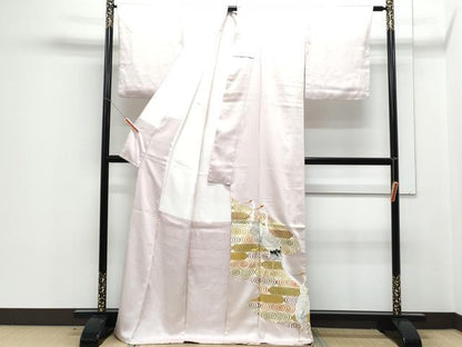 平和屋着物▼色留訪問着 総刺繍 鶴 道長文 金彩 正絹 逸品 CABD5507th
