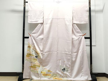 平和屋着物▼色留訪問着 総刺繍 鶴 道長文 金彩 正絹 逸品 CABD5507th