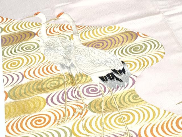 平和屋着物▼色留訪問着 総刺繍 鶴 道長文 金彩 正絹 逸品 CABD5507th
