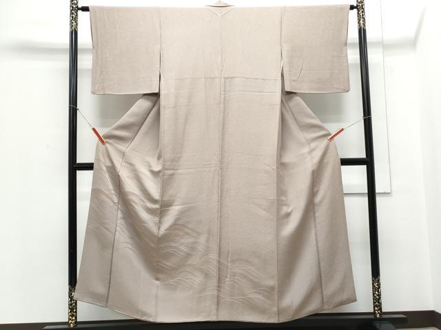 平和屋着物▼訪問着 地紋起こし 立波文 正絹 逸品 CABD5523th