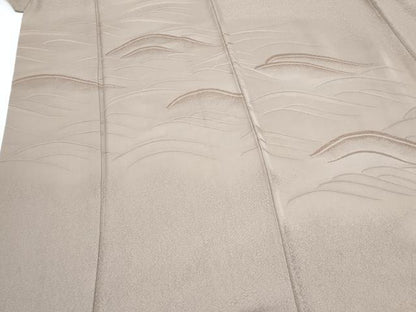 平和屋着物▼訪問着 地紋起こし 立波文 正絹 逸品 CABD5523th
