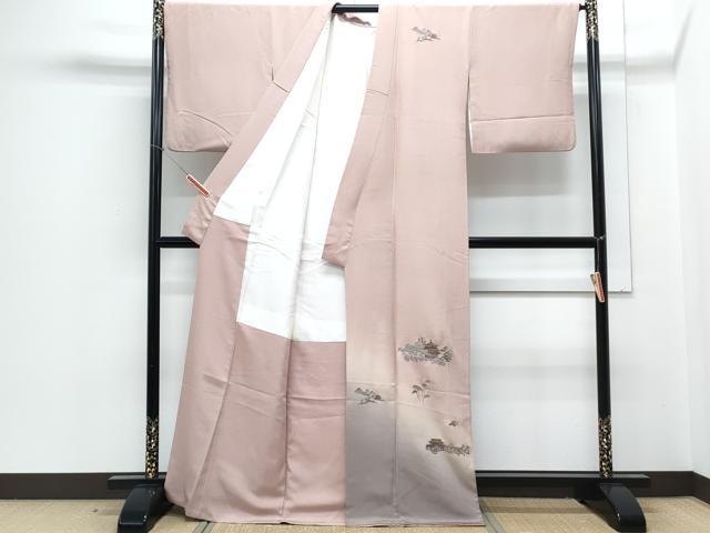平和屋着物▼訪問着 総刺繍 風景文 暈し染め 金糸 正絹 逸品 CABD5528th