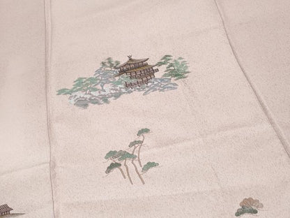 平和屋着物▼訪問着 総刺繍 風景文 暈し染め 金糸 正絹 逸品 CABD5528th
