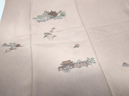 平和屋着物▼訪問着 総刺繍 風景文 暈し染め 金糸 正絹 逸品 CABD5528th