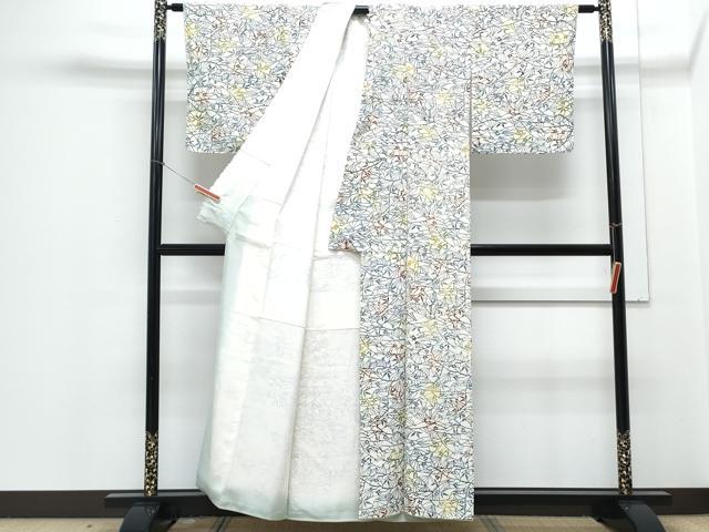 平和屋着物■上質な紬 草花シルエット 正絹 逸品 CABD5532th