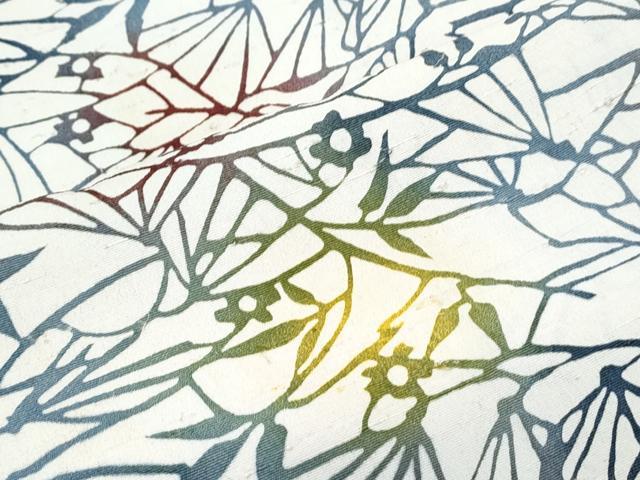 平和屋着物■上質な紬 草花シルエット 正絹 逸品 CABD5532th