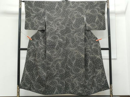 平和屋着物■上質な小紋 吉祥文 黒地 正絹 逸品 CABD5546th