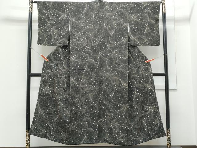 平和屋着物■上質な小紋 吉祥文 黒地 正絹 逸品 CABD5546th