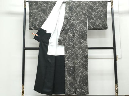 平和屋着物■上質な小紋 吉祥文 黒地 正絹 逸品 CABD5546th