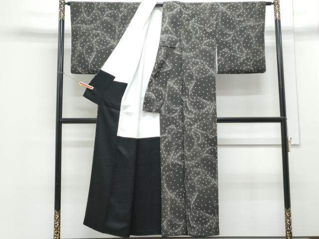 平和屋着物■上質な小紋 吉祥文 黒地 正絹 逸品 CABD5546th