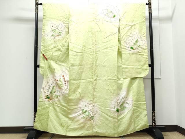平和屋着物■豪華振袖 駒刺繍 舞蝶文 暈し染め 銀彩 正絹 逸品 CABD5551th