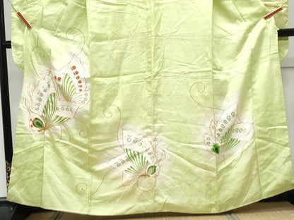 平和屋着物■豪華振袖 駒刺繍 舞蝶文 暈し染め 銀彩 正絹 逸品 CABD5551th