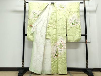 平和屋着物■豪華振袖 駒刺繍 舞蝶文 暈し染め 銀彩 正絹 逸品 CABD5551th