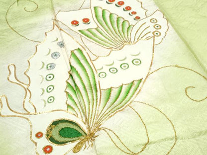 平和屋着物■豪華振袖 駒刺繍 舞蝶文 暈し染め 銀彩 正絹 逸品 CABD5551th
