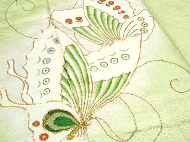 平和屋着物■豪華振袖 駒刺繍 舞蝶文 暈し染め 銀彩 正絹 逸品 CABD5551th