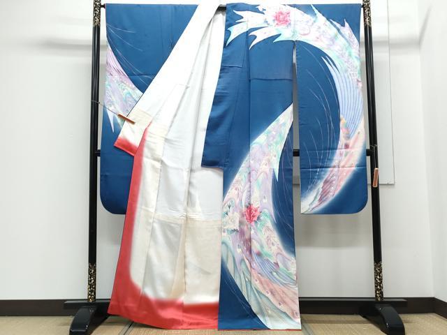 平和屋着物■豪華振袖 薔薇 孔雀 暈し染め 銀彩 正絹 逸品 CABD5552th