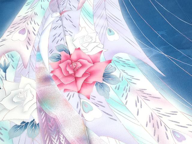 平和屋着物■豪華振袖 薔薇 孔雀 暈し染め 銀彩 正絹 逸品 CABD5552th