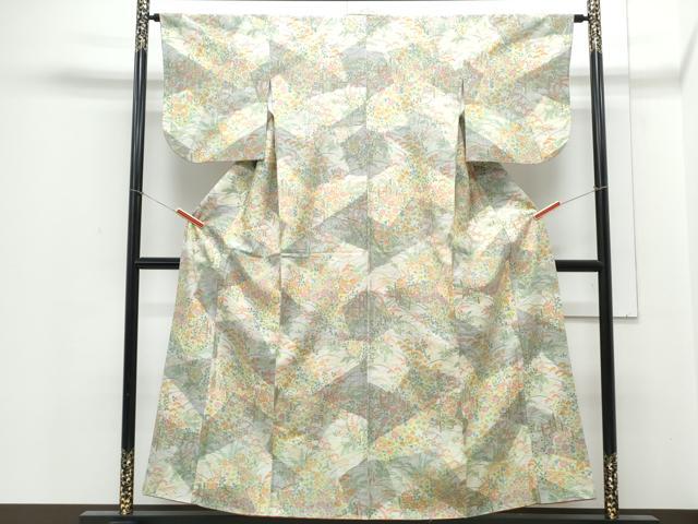 平和屋着物■上質な紬　草花文　正絹　逸品　CABD5562th