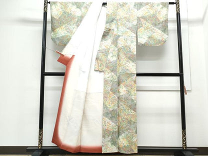 平和屋着物■上質な紬　草花文　正絹　逸品　CABD5562th