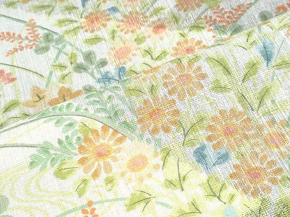 平和屋着物■上質な紬　草花文　正絹　逸品　CABD5562th