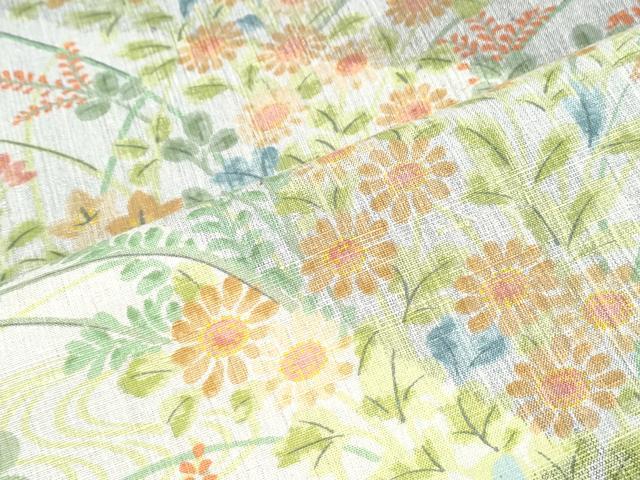 平和屋着物■上質な紬　草花文　正絹　逸品　CABD5562th