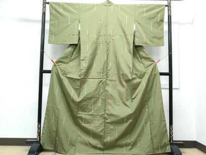 平和屋着物■上質な紬　草花文　正絹　逸品　CABD5565th