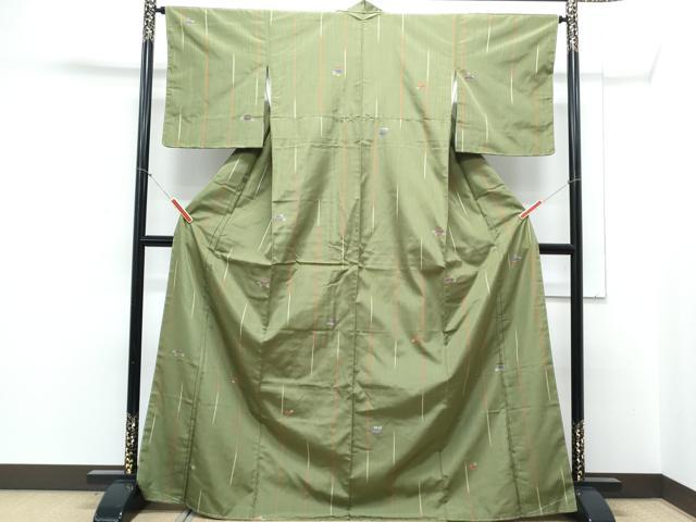 平和屋着物■上質な紬　草花文　正絹　逸品　CABD5565th