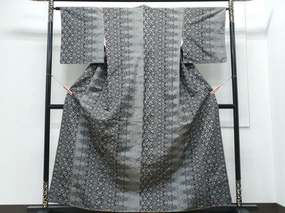 平和屋着物■上質な紬　更紗花文　正絹　逸品　CABD5566th