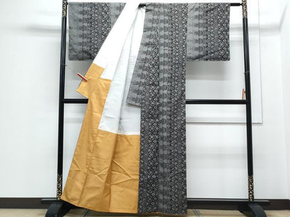 平和屋着物■上質な紬　更紗花文　正絹　逸品　CABD5566th