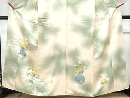平和屋着物■訪問着 刺繍 陶器花文 暈し染め 正絹 逸品 CABD5579th