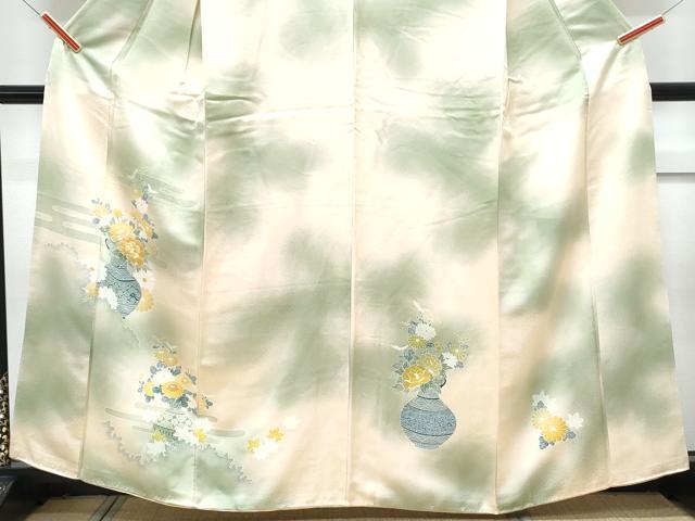 平和屋着物■訪問着 刺繍 陶器花文 暈し染め 正絹 逸品 CABD5579th