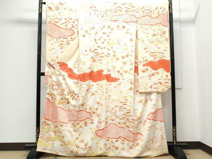 平和屋着物■豪華振袖　駒刺繍　絞り　風景花文　金彩　正絹　逸品　CABD5583th