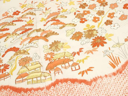 平和屋着物■豪華振袖　駒刺繍　絞り　風景花文　金彩　正絹　逸品　CABD5583th