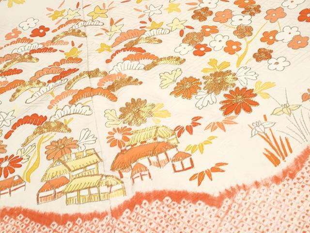 平和屋着物■豪華振袖　駒刺繍　絞り　風景花文　金彩　正絹　逸品　CABD5583th