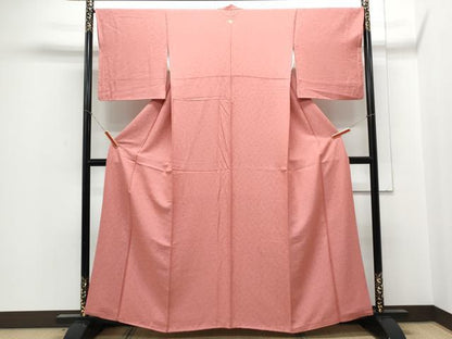 平和屋着物■上質な色無地　花地紋　真朱色　正絹　逸品　CABD5590th