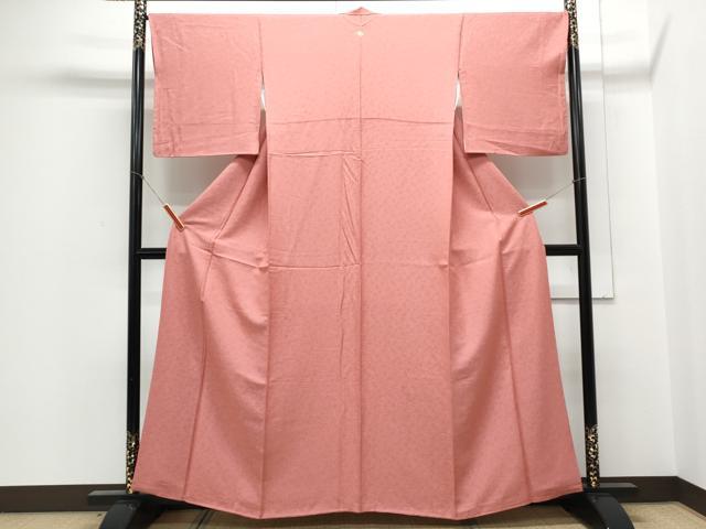 平和屋着物■上質な色無地　花地紋　真朱色　正絹　逸品　CABD5590th
