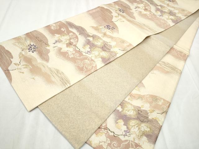 平和屋着物●六通柄袋帯　桃山和紙染　葡萄蔦の葉文　金銀糸　やまと誂製　正絹　逸品　CABD5602hy