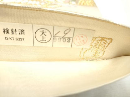 平和屋着物●六通柄袋帯　作家物　唐織　彩園祥麗花華文　金糸　正絹　逸品　CABD5605hy