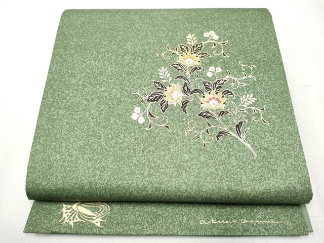 平和屋着物●太鼓柄袋帯　更紗枝花文　金彩　正絹　逸品　CABD5609hy