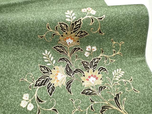 平和屋着物●太鼓柄袋帯　更紗枝花文　金彩　正絹　逸品　CABD5609hy