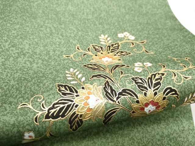 平和屋着物●太鼓柄袋帯　更紗枝花文　金彩　正絹　逸品　CABD5609hy
