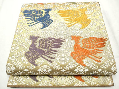 平和屋着物●紋屋井関　御寮織　六通柄袋帯　唐織　鳳凰文　金糸　正絹　逸品　CABD5611hy