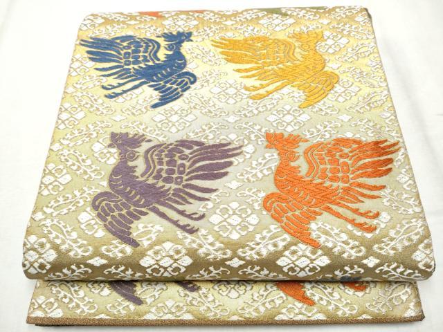 平和屋着物●紋屋井関　御寮織　六通柄袋帯　唐織　鳳凰文　金糸　正絹　逸品　CABD5611hy