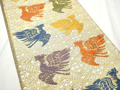 平和屋着物●紋屋井関　御寮織　六通柄袋帯　唐織　鳳凰文　金糸　正絹　逸品　CABD5611hy