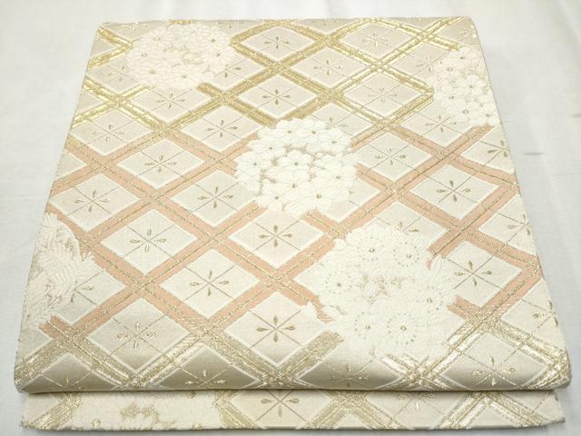 平和屋着物●六通柄袋帯　唐織　平安業平菱　金糸　さが美扱い　正絹　逸品　CABD5612hy