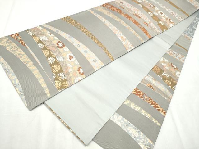 平和屋着物●六通柄袋帯　唐織　流水花文　金糸　正絹　逸品　CABD5615hy