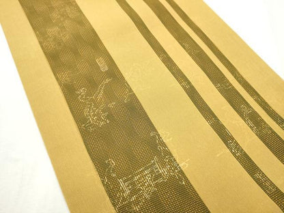 平和屋着物▽両面 全通柄袋帯 スリーシーズン 春夏秋 鳥獣戯画 正絹 逸品 CABD5617hy
