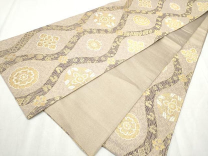 平和屋着物●六通柄袋帯　立涌花文　金糸　正絹　逸品　CABD5620hy